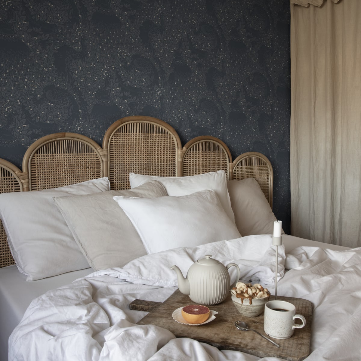 Evelina Wallpaper - Indigo Blue - Sandberg - S10126 - Premier Wallcovering