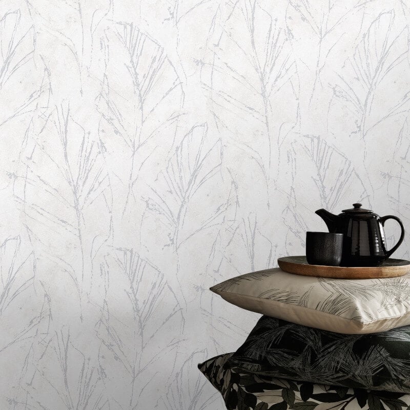 Evolution Fall Leaf Metallic Wallpaper - Grey - Erismann - 10321 - 31 - Premier Wallcovering
