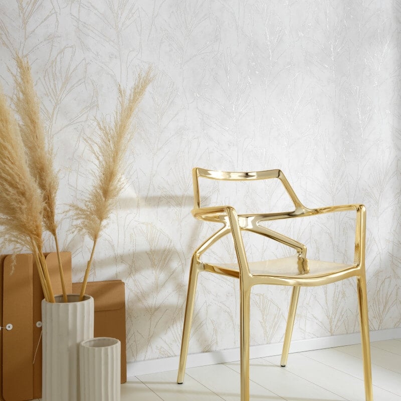 Evolution Fall Leaf Metallic Wallpaper - Beige - Erismann - 10321 - 02 - Premier Wallcovering