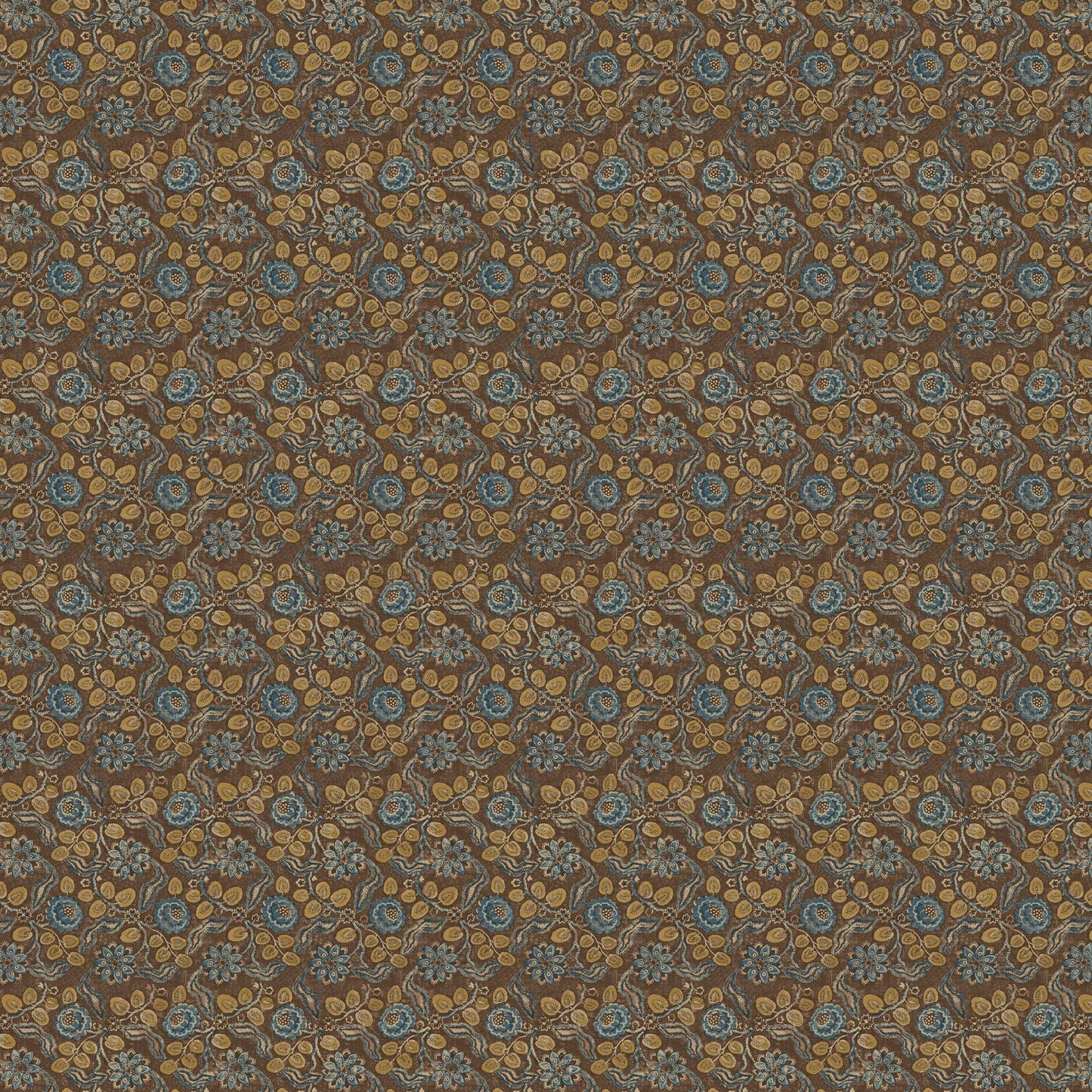 Evora Antique Wallpaper - Chocolate/Blue - Penny Morrison - EVORA-CB - Premier Wallcovering