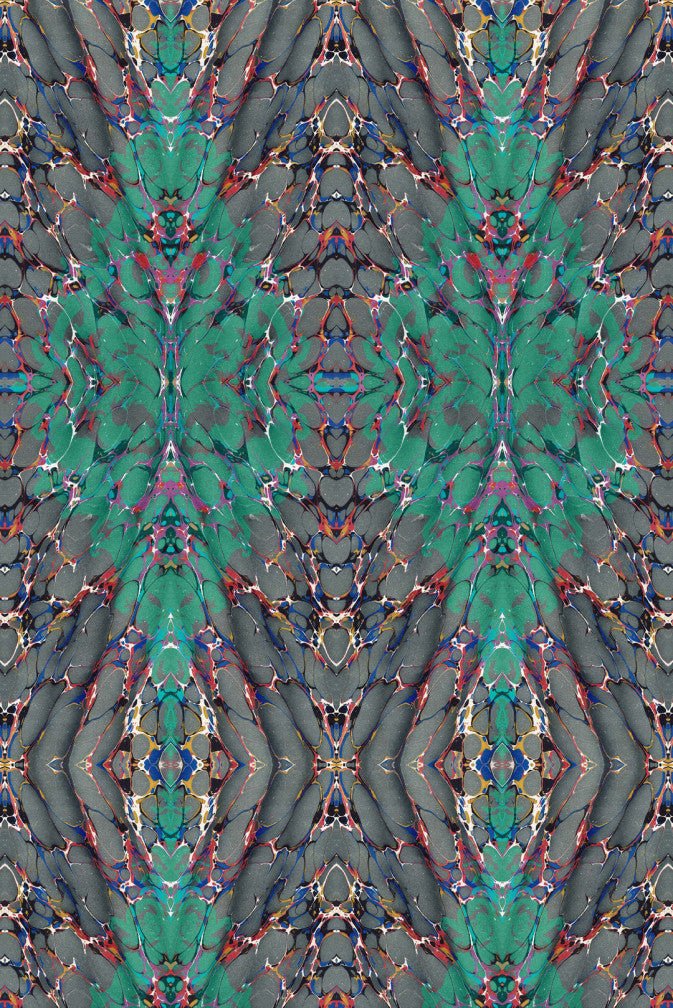 Ex Libris Velvet Fabric - Teal on Charcoal - Timorous Beasties - DIGI/EXLIB/40008/03 - Premier Wallcovering