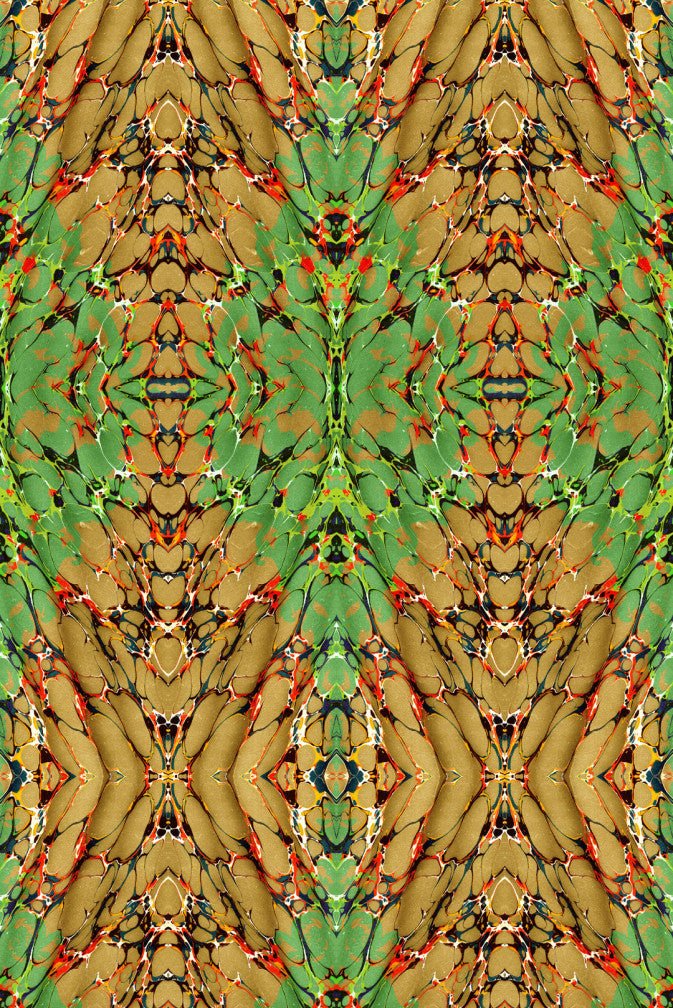 Ex Libris Wallpaper - Grass on Old Gold - Timorous Beasties - ROR/XLIB/PRL/02 - Premier Wallcovering