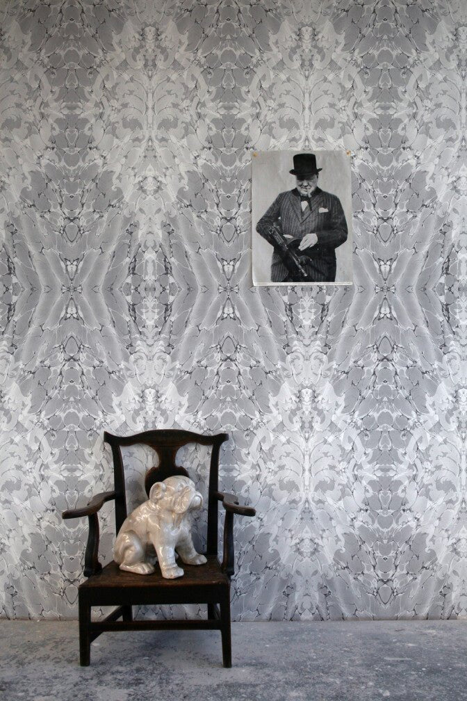 Ex Libris Wallpaper - Mist Grey - Timorous Beasties - ROR/XLIB/PRL/09 - Premier Wallcovering