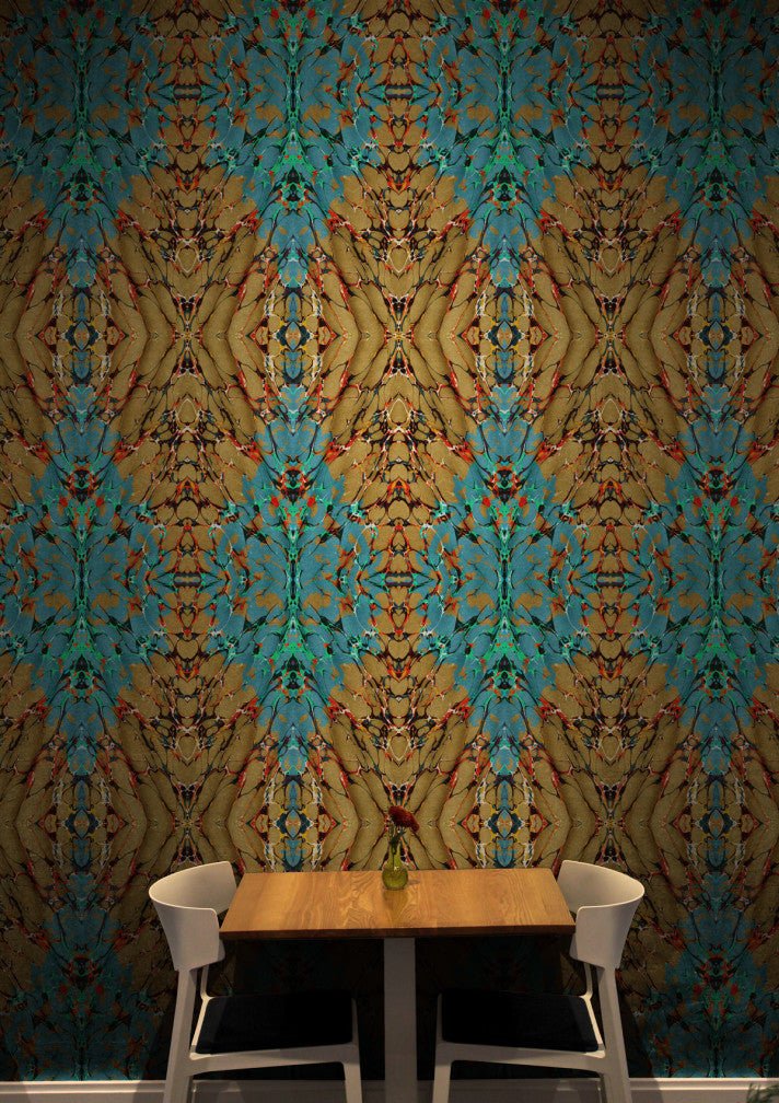 Ex Libris Wallpaper - Jasper on Old Gold - Timorous Beasties - ROR/XLIB/PRL/03 - Premier Wallcovering