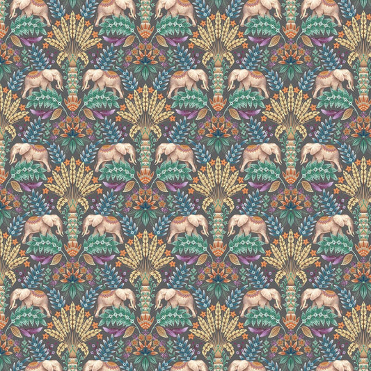 Exotic Elephant Wallpaper - Charcoal - The Graduate Collection - RH1ELECHAR - Premier Wallcovering