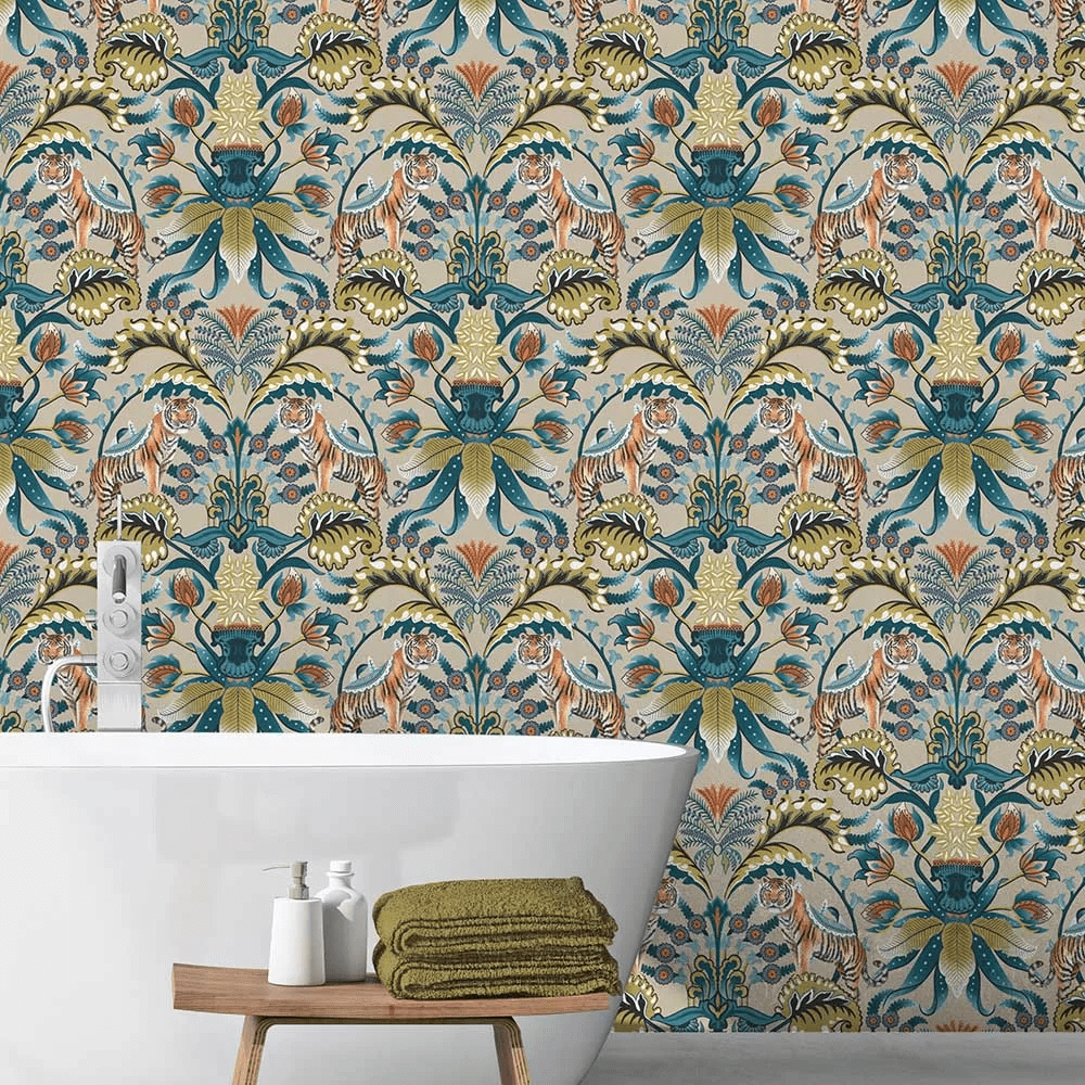 Exotic Tiger Wallpaper - Cream Stone - The Graduate Collection - RH1TIGERCREAM - Premier Wallcovering