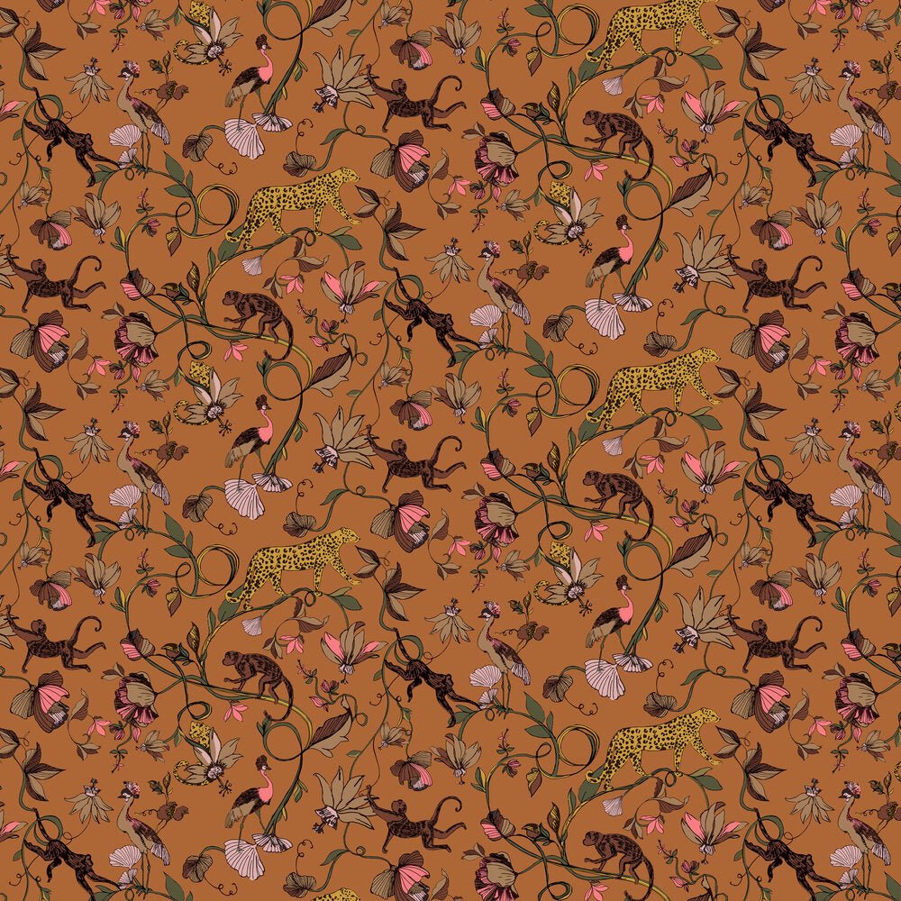 Exotic Wildlings Wallpaper - Warm Sienna - Furn - EWILDLI/WP1/SIE - Premier Wallcovering