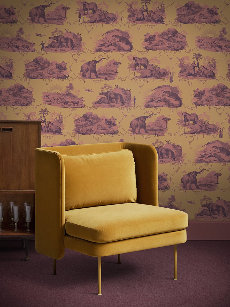 Extinctopia Wallpaper - Rhubarb & Custard - Divine Savages - DVS141-EXT-RCUS-WR - Premier Wallcovering