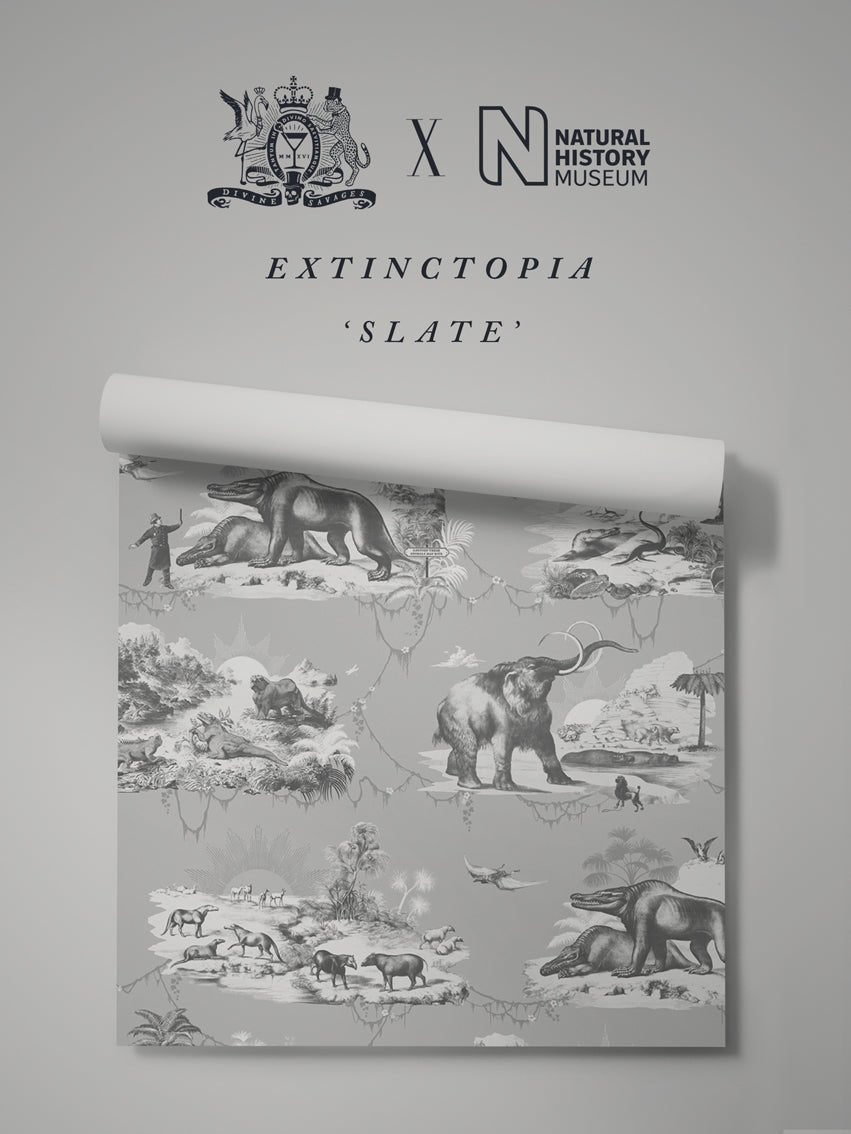 Extinctopia Wallpaper - Slate - Divine Savages - DVS035-EXT-SLA-WR - Premier Wallcovering