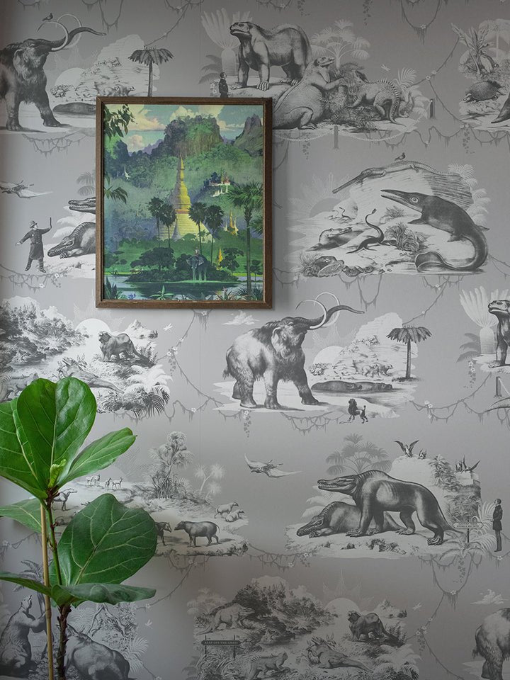 Extinctopia Wallpaper - Slate - Divine Savages - DVS035-EXT-SLA-WR - Premier Wallcovering