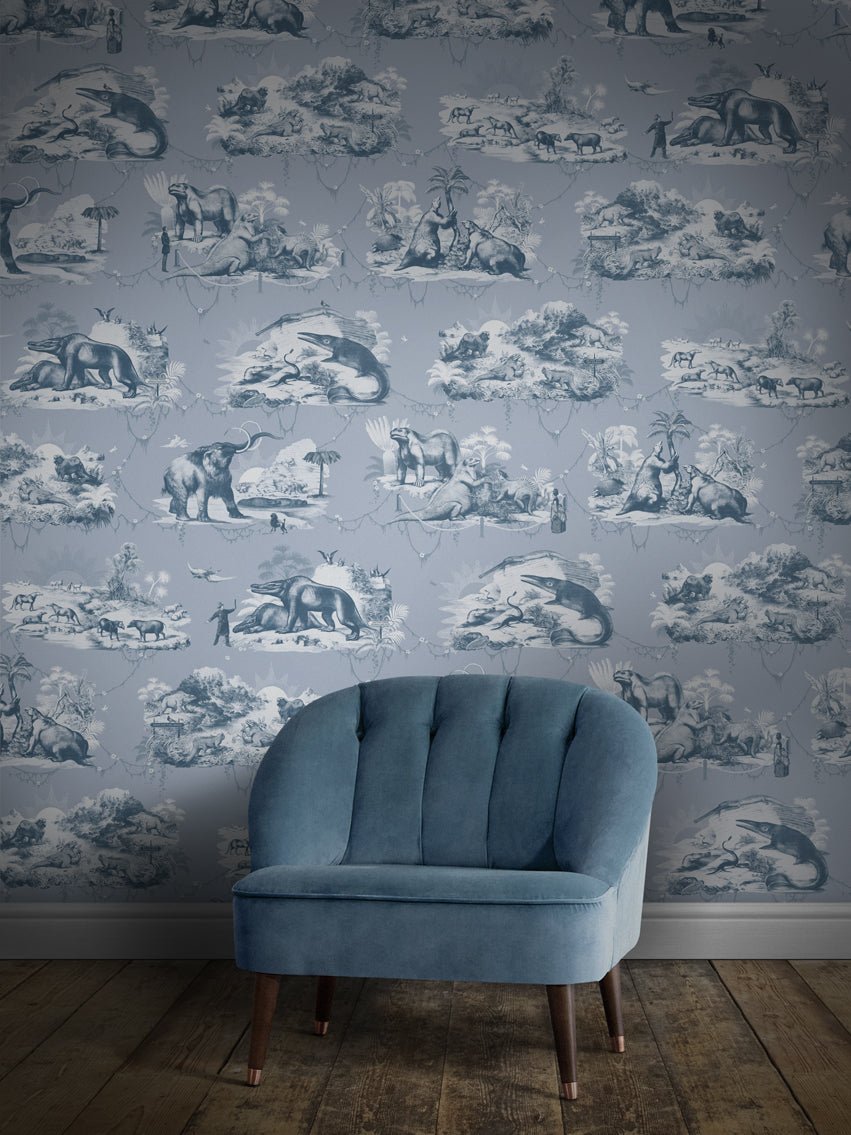 Extinctopia Wallpaper - Glacier Blue - Divine Savages - DVS036-EXT-GLB-WR - Premier Wallcovering