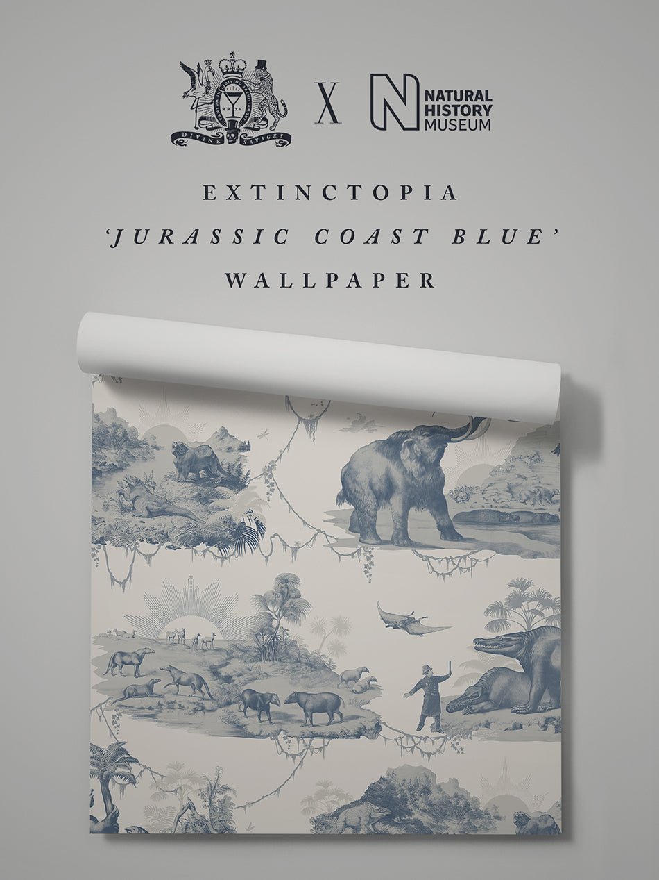 Extinctopia Wallpaper - Jurassic Coast Blue - Divine Savages - DVS140-EXT-JBLU-WR - Premier Wallcovering