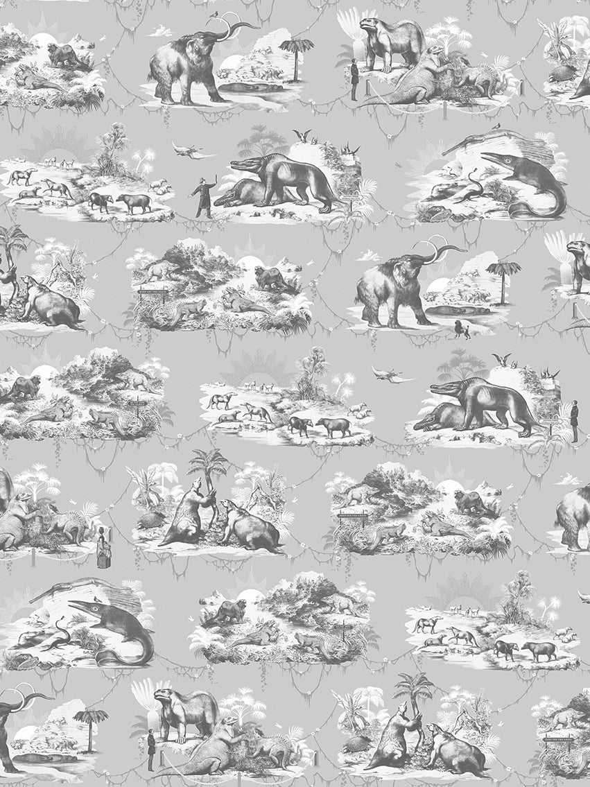 Extinctopia Wallpaper - Slate - Divine Savages - DVS035-EXT-SLA-WR - Premier Wallcovering