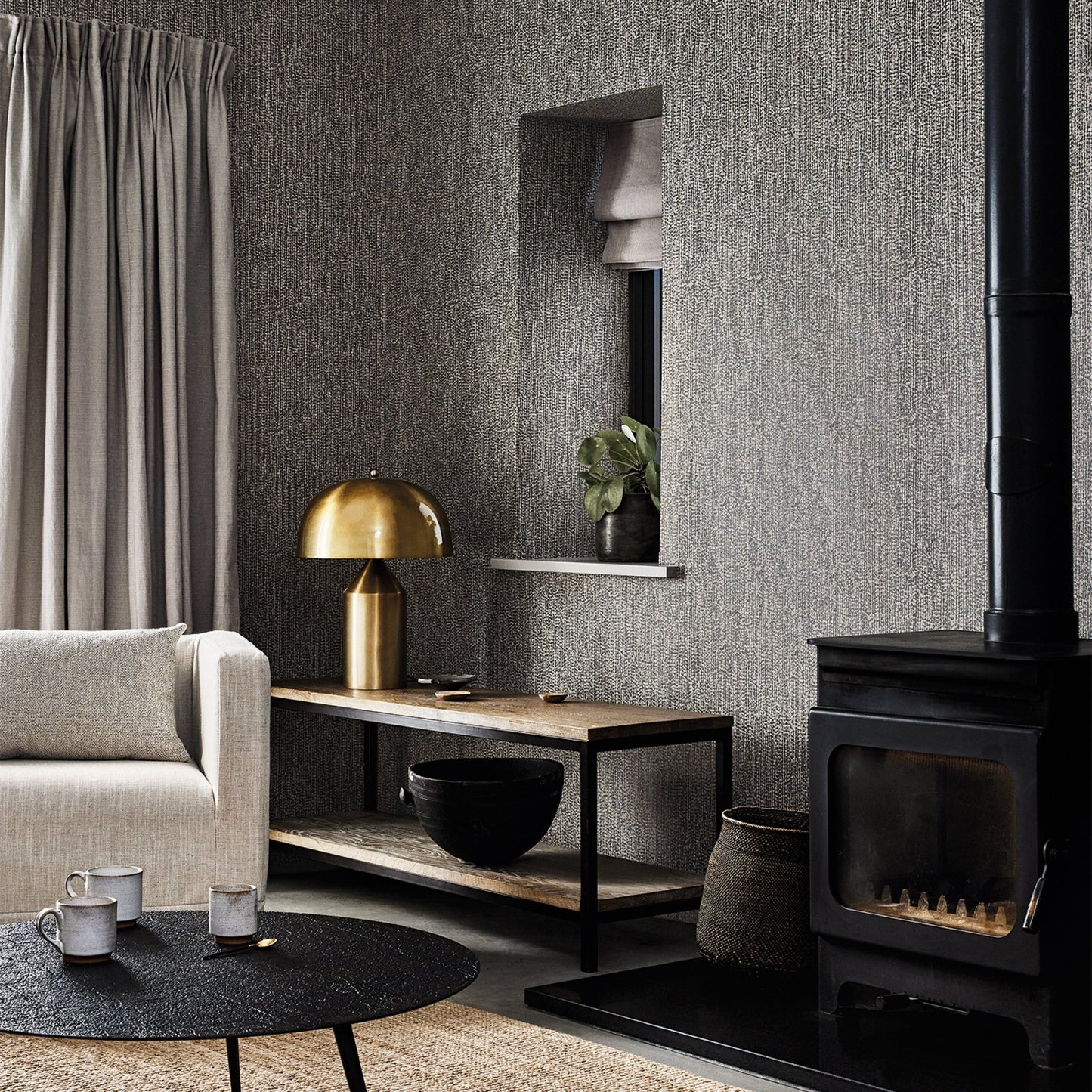 Ezri Wallpaper - Gunmetal - Romo - Picota - W432/03 - Premier Wallcovering