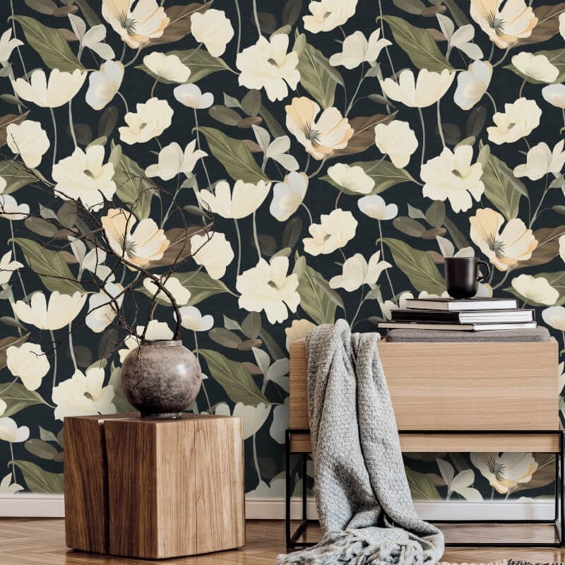 Fairy Blossom Floral Wallpaper - Black - Erismann - 10508 - 15 - Premier Wallcovering