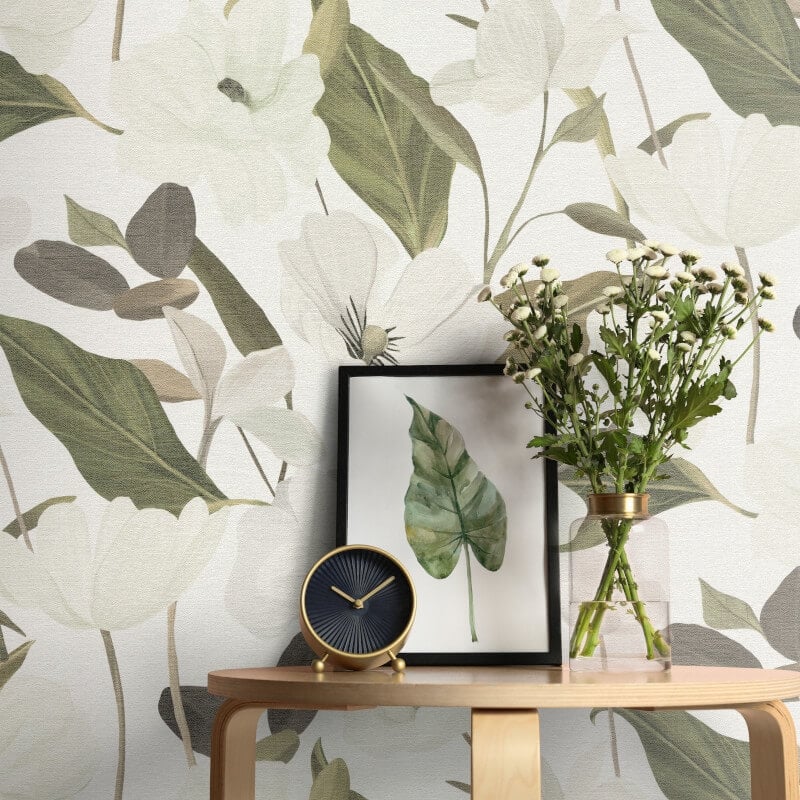 Fairy Blossom Floral Wallpaper - White/Green - Erismann - 10508 - 26 - Premier Wallcovering