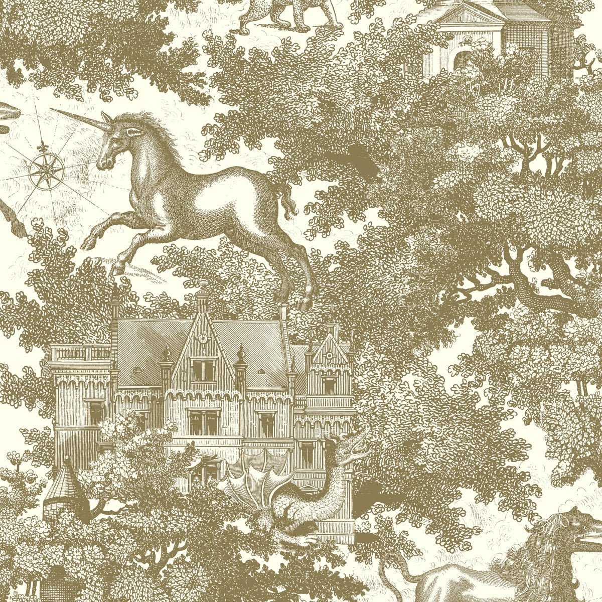 Fairy Tale Castle Wallpaper - Gold - Rebel Walls - R19229 - Premier Wallcovering
