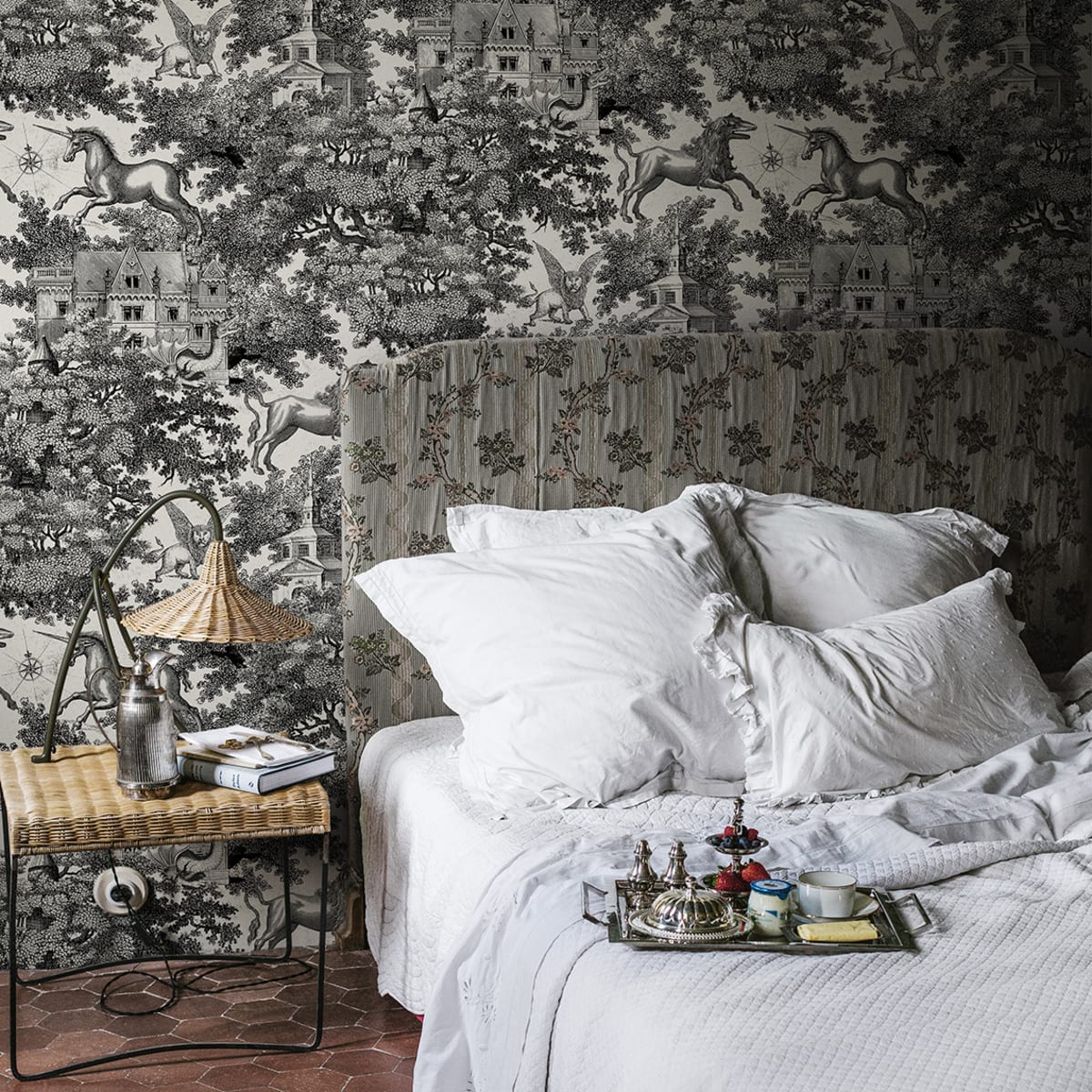 Fairy Tale Castle Wallpaper - Graphite - Rebel Walls - R19228 - Premier Wallcovering
