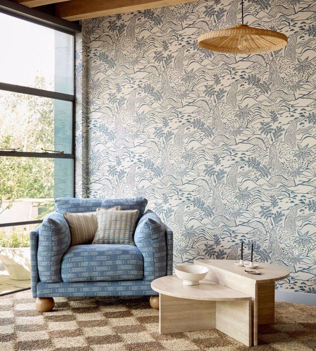 Falling Foss Wallpaper - Midnight - Scion - NSCW113264 - Premier Wallcovering