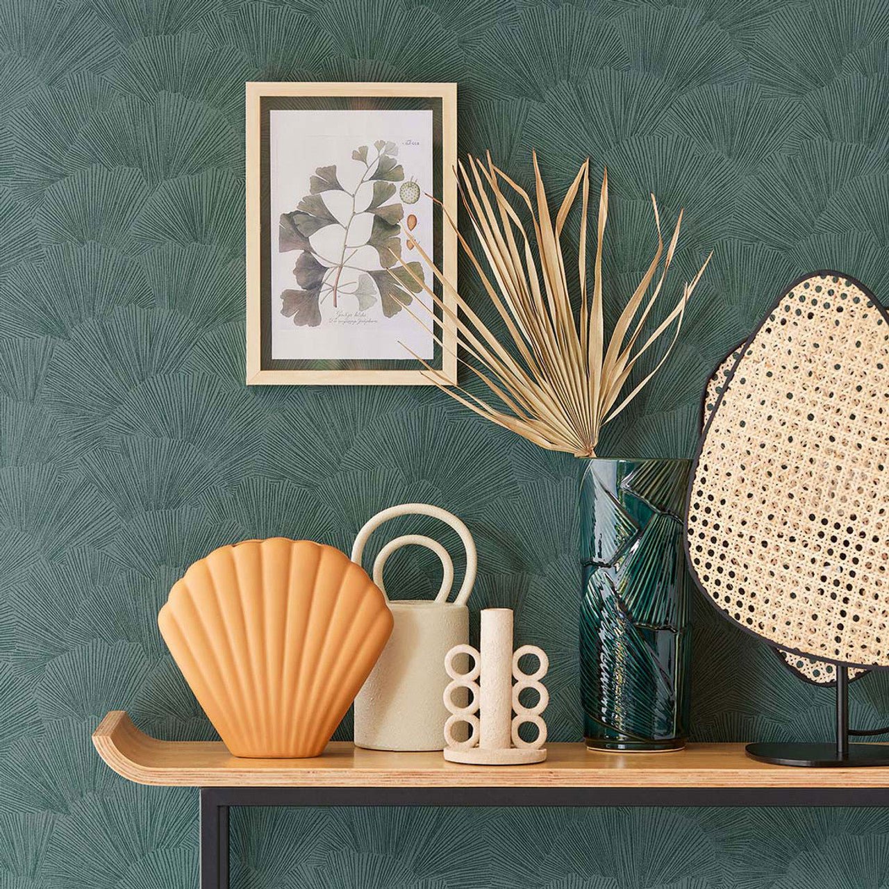 Fan Leaf Oasis Wallpaper - Teal - Eijffinger - 317334 - Premier Wallcovering