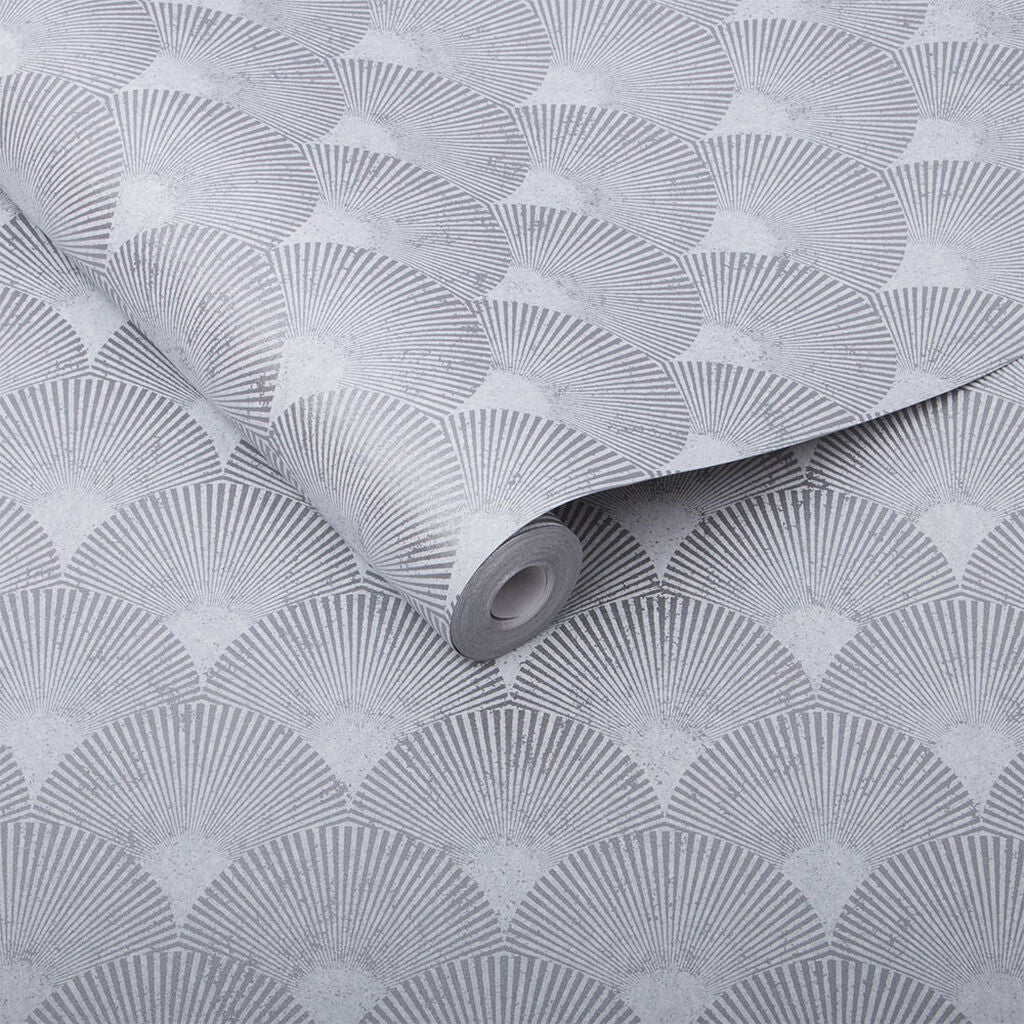 Fan Wallpaper - Silver - Graham & Brown - 104301 - Premier Wallcovering