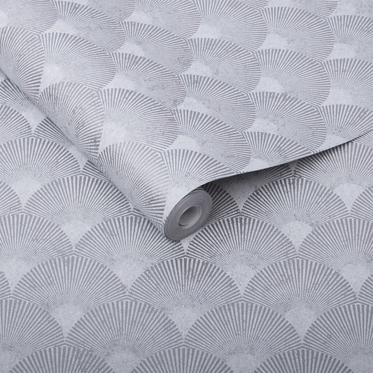Fan Wallpaper - Silver - Graham & Brown - 104301 - Premier Wallcovering