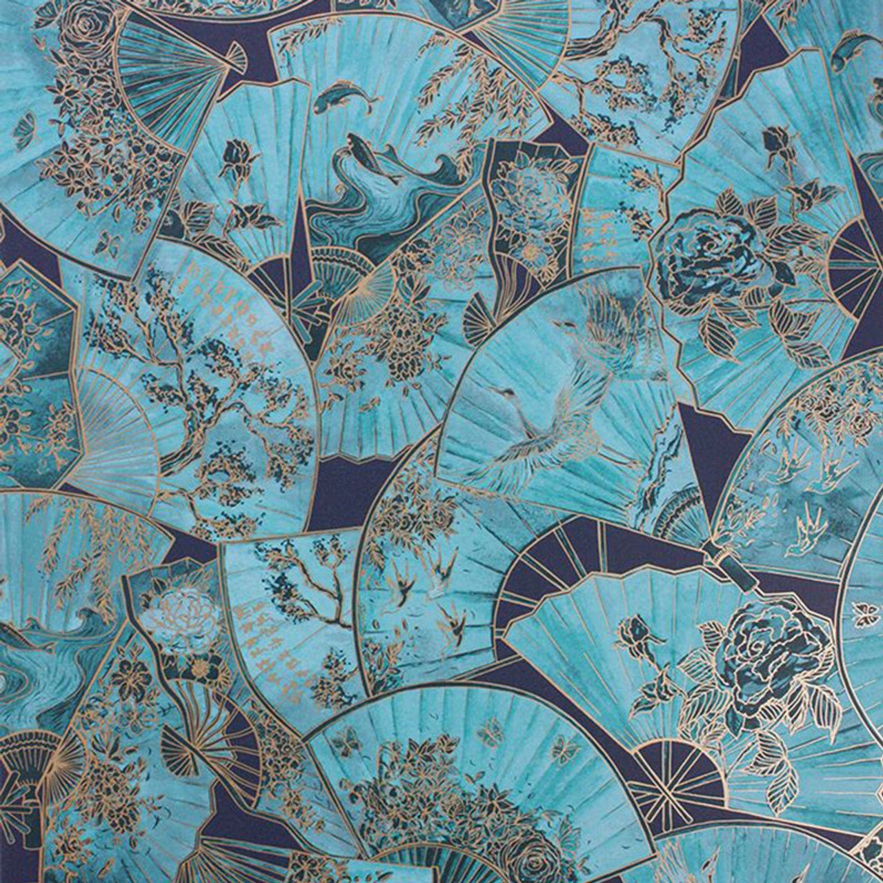 Fanfare Wallpaper - Teal/Rose Gold - Matthew Williamson - W7146/01 - Premier Wallcovering