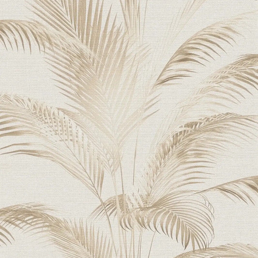 Fanned Palm Leaf Metallic Wallpaper - Cream/Beige - Michalsky Living - 39980-1 - Premier Wallcovering