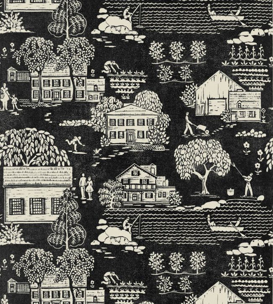 Farmingdale Wallpaper - Black - Anna French - AT16163 - Premier Wallcovering