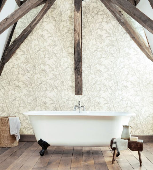 Farthing Wood Wallpaper - Silver - DYSI216612 - Sanderson - Premier Wallcovering