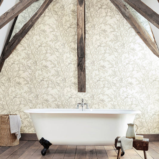 Farthing Wood Wallpaper - Silver - Sanderson - DYSI216612 - Premier Wallcovering