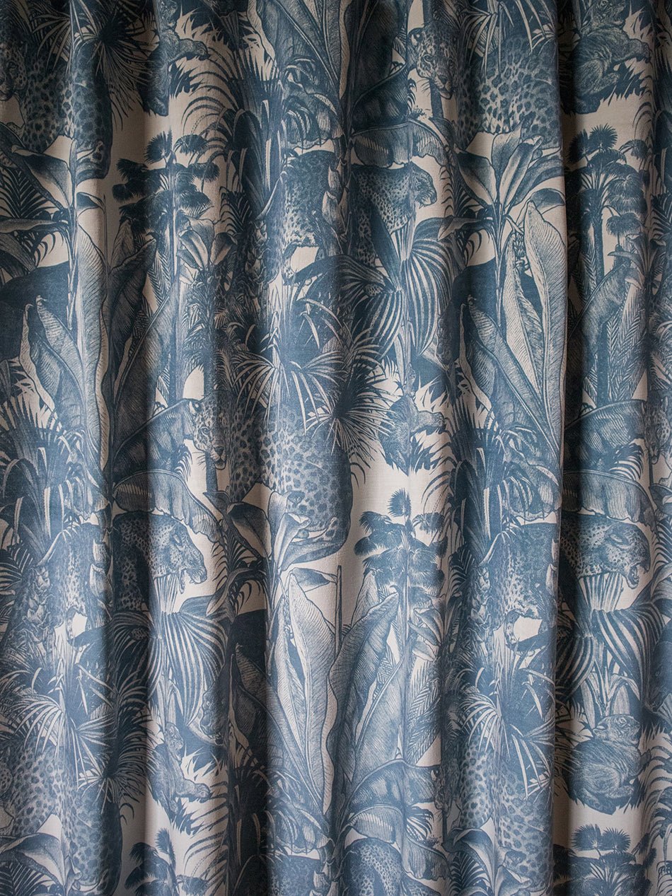 Faunacation Recycled Velvet Fabric - Bombay Blue - Divine Savages - DVS123-FAU-BOM-BLU-VEL - Premier Wallcovering