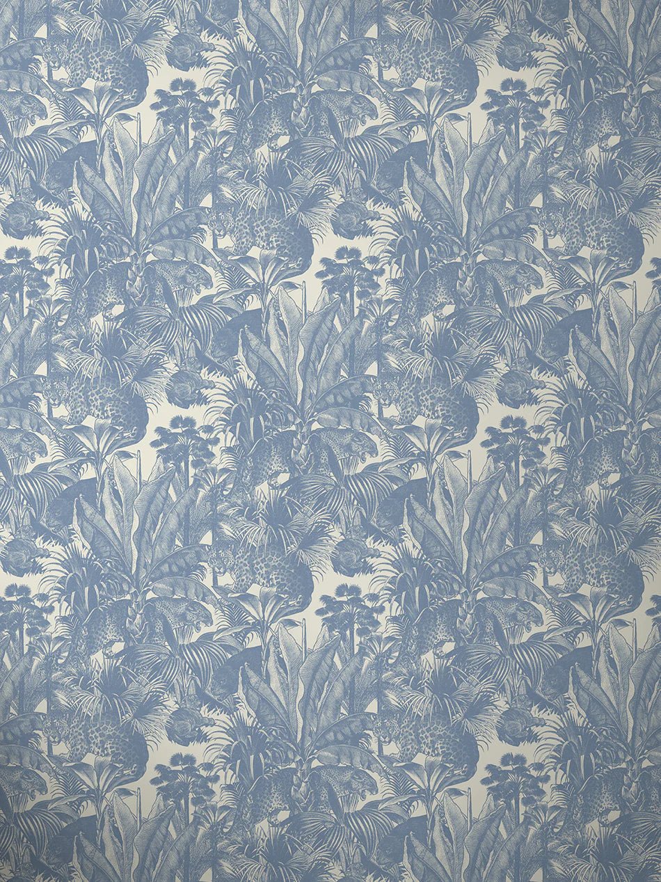 Faunacation Recycled Velvet Fabric - Bombay Blue - Divine Savages - DVS123-FAU-BOM-BLU-VEL - Premier Wallcovering