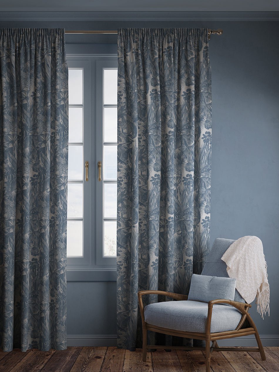 Faunacation Recycled Velvet Fabric - Bombay Blue - Divine Savages - DVS123-FAU-BOM-BLU-VEL - Premier Wallcovering