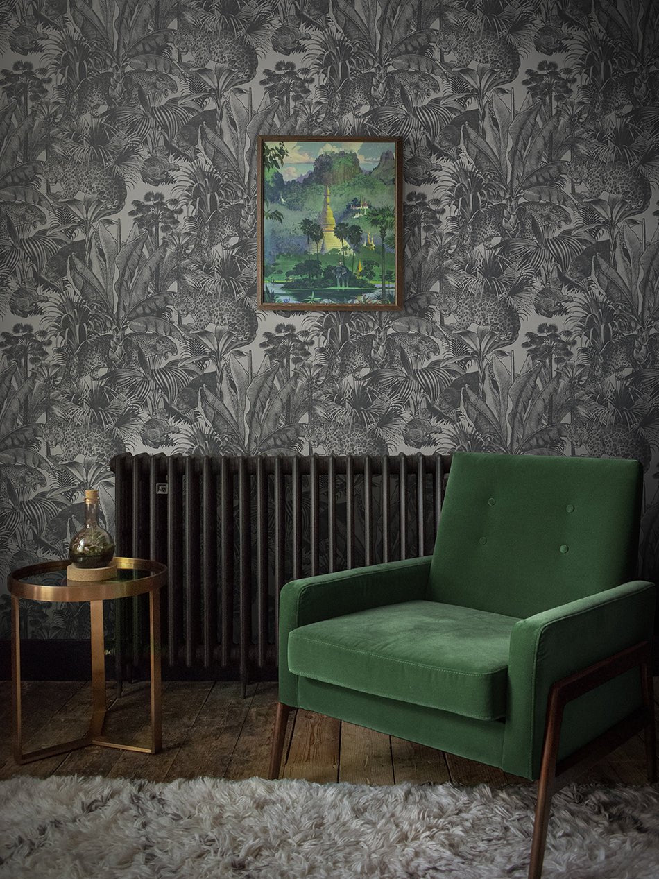Faunacation Wallpaper - Monochrome - Divine Savages - DVS105SP-FAU-MONO-WR - Premier Wallcovering