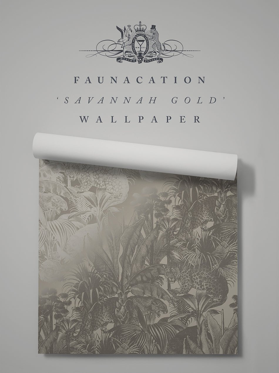 Faunacation Wallpaper - Savannah Gold - Divine Savages - DVS122-FAU-GOLD-WR - Premier Wallcovering