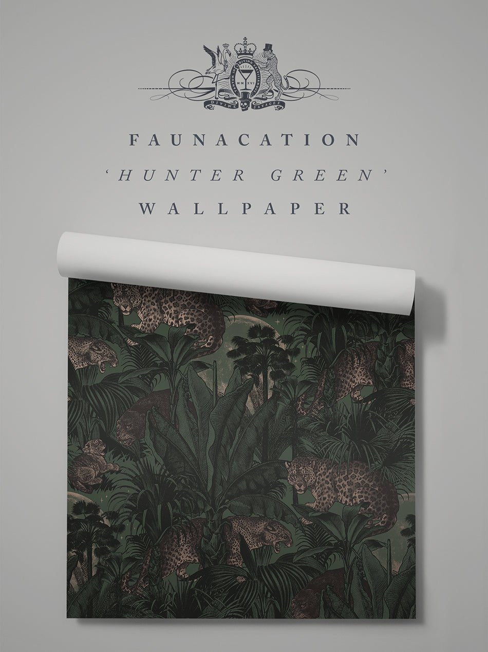 Faunacation Wallpaper - Hunter Green - Divine Savages - DVS119-FAU-HUGRE-WR - Premier Wallcovering