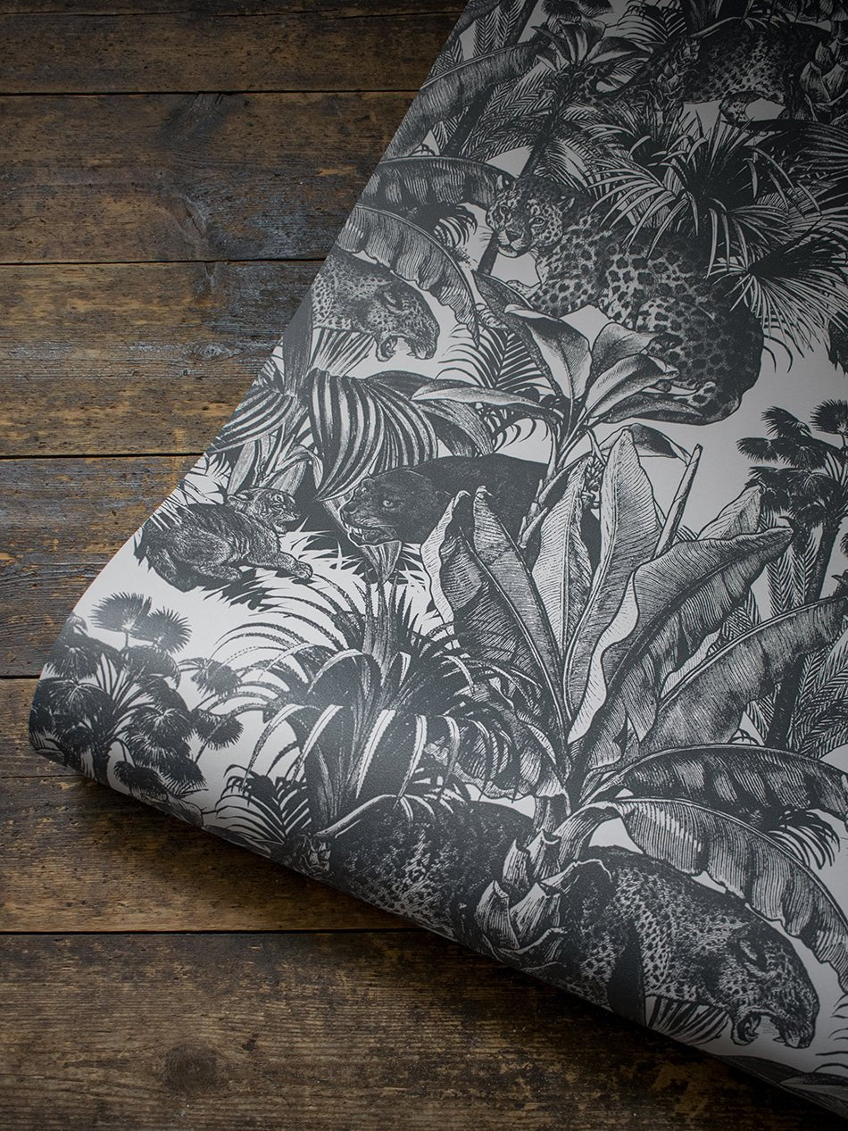 Faunacation Wallpaper - Monochrome - Divine Savages - DVS105SP-FAU-MONO-WR - Premier Wallcovering