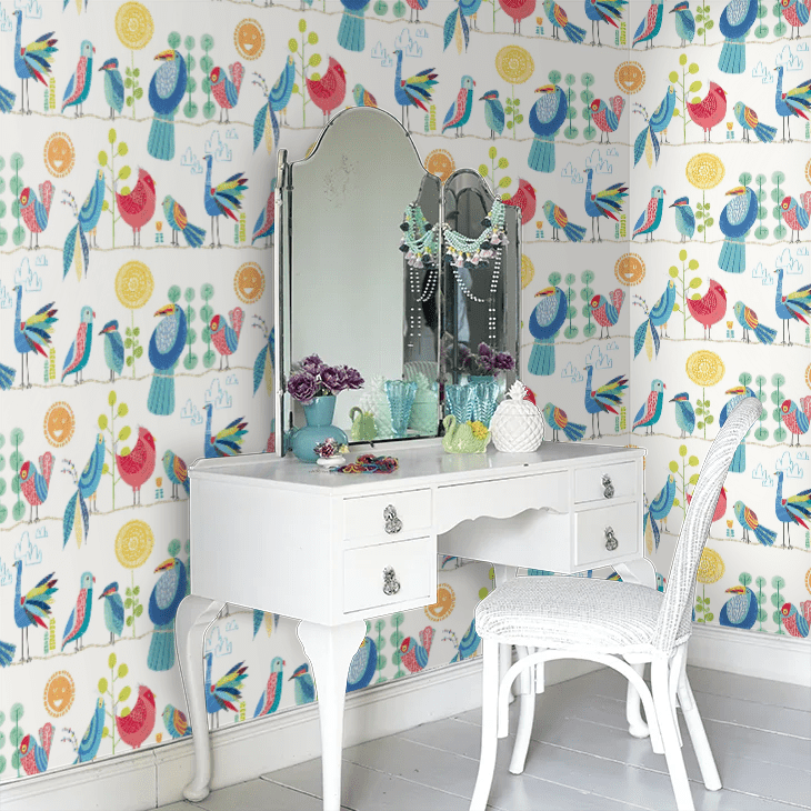 Feather Fandango Wallpaper - Royal Bright - Ohpopsi - WGU50142W - Premier Wallcovering