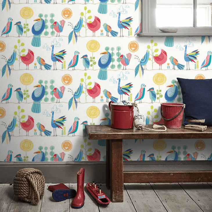 Feather Fandango Wallpaper - Royal Bright - Ohpopsi - WGU50142W - Premier Wallcovering