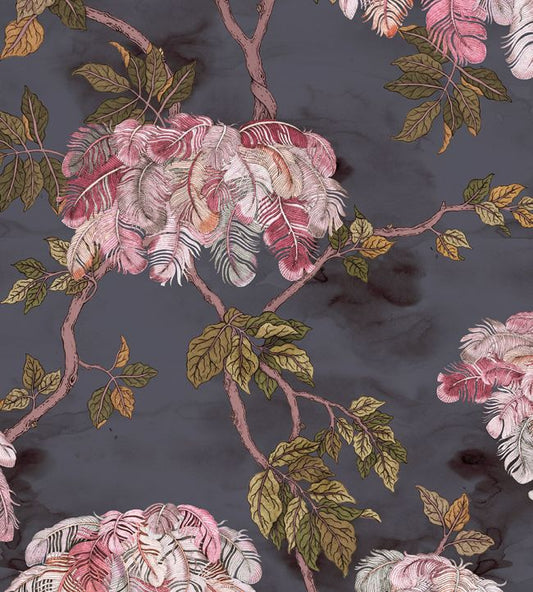 Feather Palm Wallpaper - Charcoal - Brand McKenzie - BMHD002/03A - Premier Wallcovering