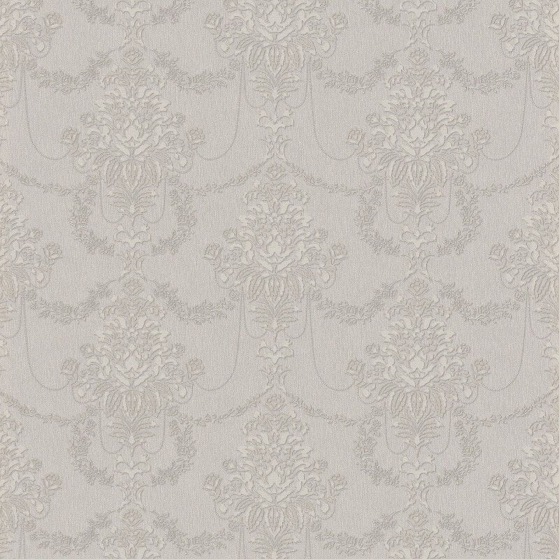 Felicite Floral Ornament Metallic Wallpaper - Grey - Erismann - 10287 - 37 - Premier Wallcovering