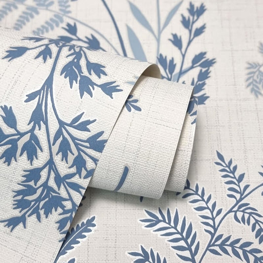 Fern Leaf Wallpaper - Blue - Fine Décor - FD43767 - Premier Wallcovering