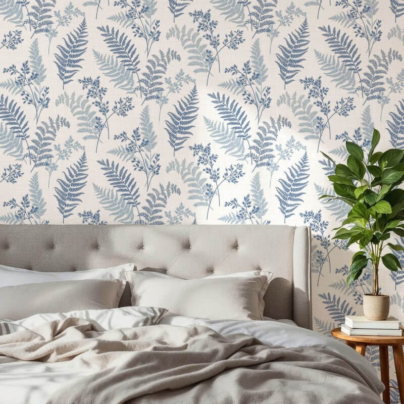 Fern Leaf Wallpaper - Blue - Fine Décor - FD43767 - Premier Wallcovering