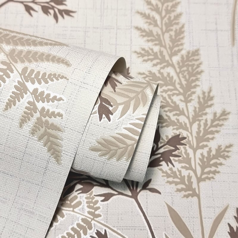 Fern Leaf Wallpaper - Mocha - Fine Décor - FD43768 - Premier Wallcovering