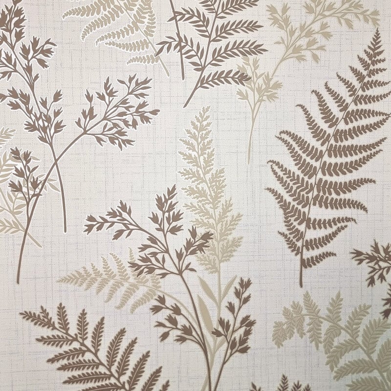 Fern Leaf Wallpaper - Mocha - Fine Décor - FD43768 - Premier Wallcovering