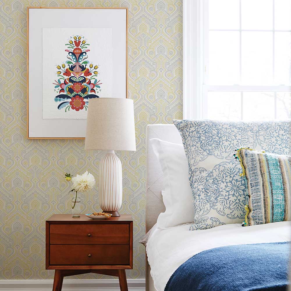 Fernback Wallpaper - Yellow / Grey - A Street Prints - FD26615 - Premier Wallcovering