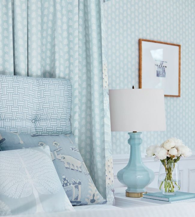 Ferndale Wallpaper - Turquoise - Thibaut - T10653 - Premier Wallcovering