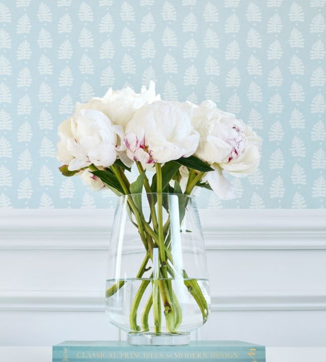 Ferndale Wallpaper - Turquoise - Thibaut - T10653 - Premier Wallcovering