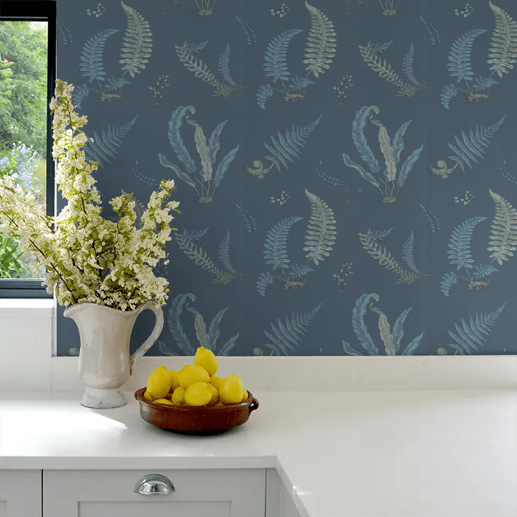 Ferns Wallpaper - Indigo and Teal - GP & J Baker - BW45044/9 - Premier Wallcovering